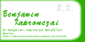 benjamin kapronczai business card